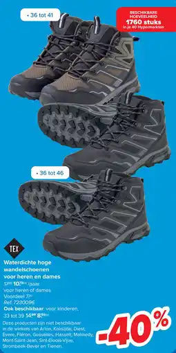 Carrefour Waterdichte hoge wandelschoenen voor heren en dames aanbieding