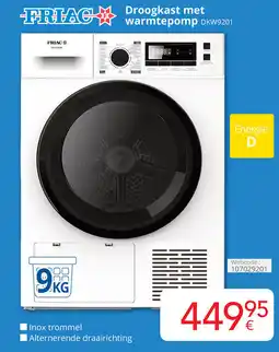 Eldi FRIAC Droogkast met warmtepomp DKW9201 aanbieding