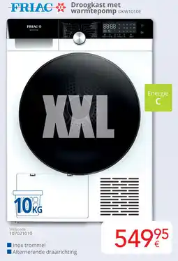 Eldi FRIAC Droogkast met warmtepomp DKW1010E aanbieding