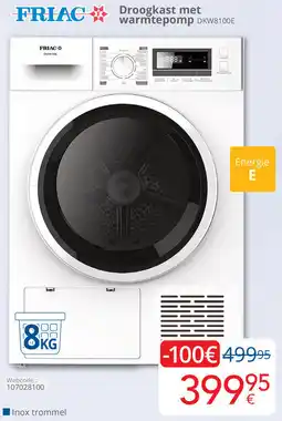 Eldi FRIAC Droogkast met warmtepomp DKW8100E aanbieding