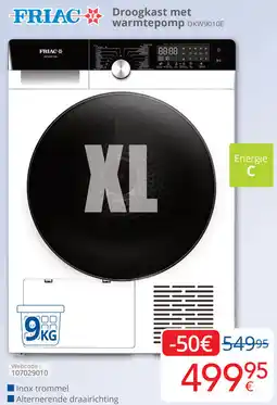 Eldi FRIAC Droogkast met warmtepomp DKW9010E aanbieding