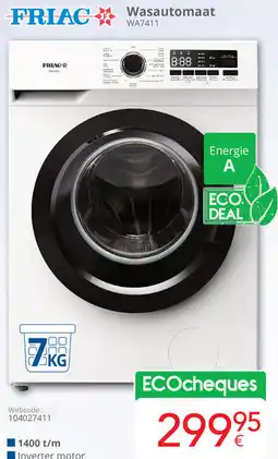 Eldi FRIAC Wasautomaat WA7411 aanbieding