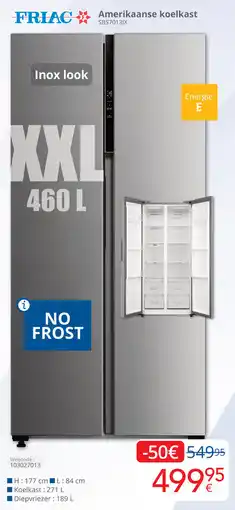 Eldi FRIAC Amerikaanse koelkast SBS70131X aanbieding