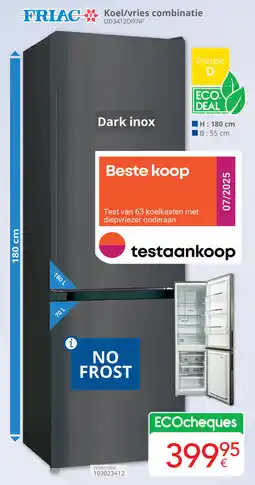 Eldi FRIAC Koel/vries combinatie UD3412DIXNF aanbieding