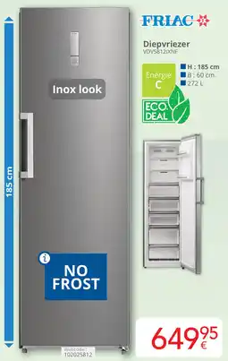 Eldi FRIAC Diepvriezer VDV5812IXNF aanbieding