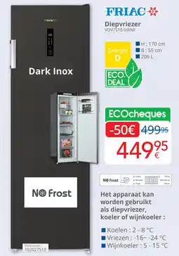 Eldi FRIAC Diepvriezer VDV7510 DIXNF aanbieding