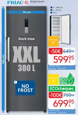 Eldi FRIAC Diepvriezer VDV7001 IXNF aanbieding