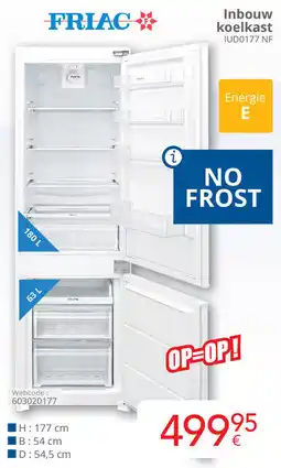 Eldi FRIAC Inbouw koelkast IUD0177 NF aanbieding