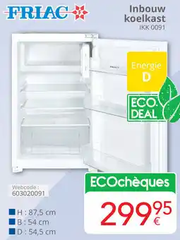 Eldi FRIAC Inbouw koelkast IKK 0091 aanbieding