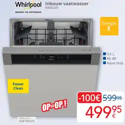 Eldi Whirlpool Inbouw vaatwasser WB6020X aanbieding