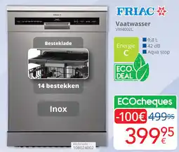 Eldi FRIAC Vaatwasser VW4002L aanbieding