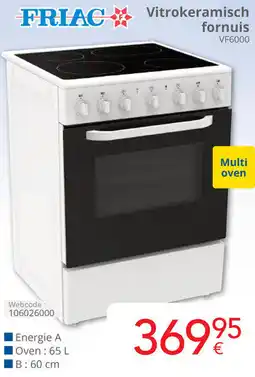 Eldi FRIAC Vitrokeramisch fornuis VF6000 aanbieding