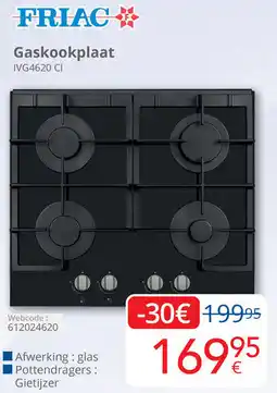 Eldi FRIAC Gaskookplaat IVG4620 CI aanbieding