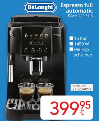 Eldi DeLonghi Espresso full automatic ECAM 220.51.B aanbieding