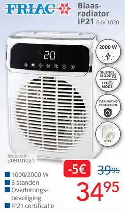 Eldi FRIAC Blaasradiator IP21 BKV 1020 aanbieding