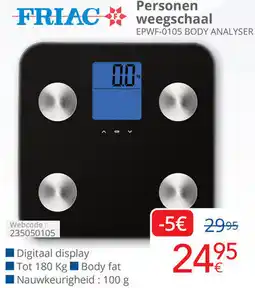 Eldi FRIAC Personen weegschaal EPWF-0105 BODY ANALYSER aanbieding
