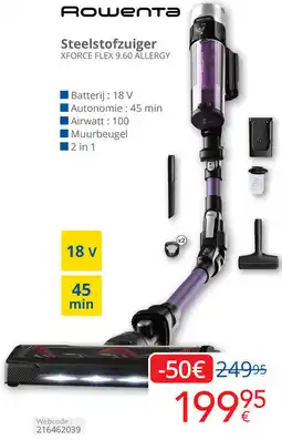 Eldi Rowenta Steelstofzuiger XFORCE FLEX 9.60 ALLERGY aanbieding