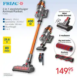 Eldi FRIAC 2 in 1 steelstofzuiger Animal/Parket HC900 aanbieding