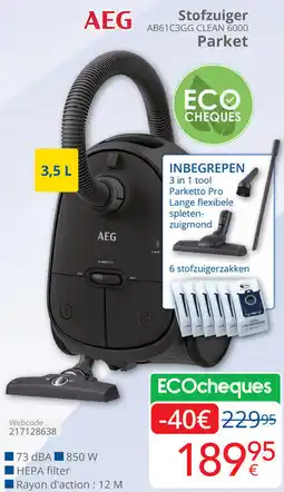 Eldi AEG Stofzuiger AB61C3GG CLEAN 6000 Parket aanbieding