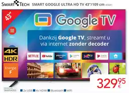 Eldi SMART TECH SMART GOOGLE ULTRA HD TV 43VA1 aanbieding