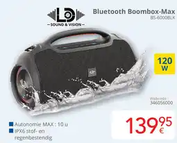 Eldi Bluetooth Boombox-Max BS-6000BLK aanbieding