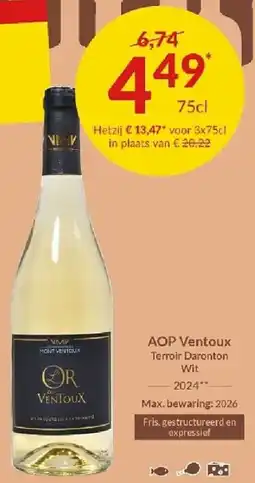 Intermarché AOP Ventoux Terroir Daronton Wit aanbieding
