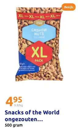 Action Snacks of the World ongezouten cashewnoten XL-pack aanbieding