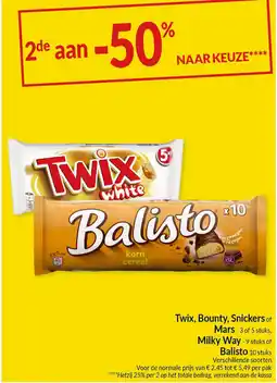 Intermarché Twix, Bounty, Snickers of Mars, Milky Way of Balisto aanbieding