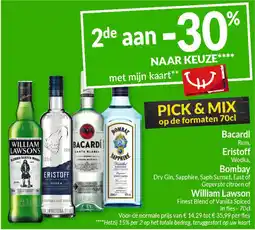Intermarché Bacardi, Eristoff, Bombay of William Lawson aanbieding