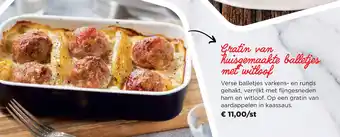 Gratin van huisgemaakte balletjes met witloof