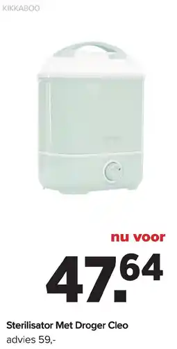 Baby-Dump Kikkaboo sterilisator met droger cleo aanbieding