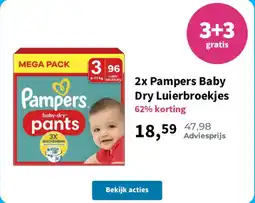 Plein.nl 2x pampers baby dry luierbroekjes aanbieding