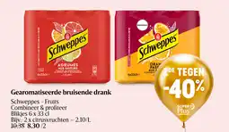 Delhaize Gearomatiseerde bruisende drank Schweppes Fruits aanbieding