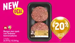 Delhaize Burger met spek van Ardense hoevevarkens aanbieding