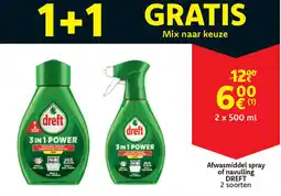 Cora Dreft afwasmiddel spray of navulling aanbieding