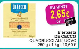 Cora De cecco eierpasta quadrucci all'uovo aanbieding