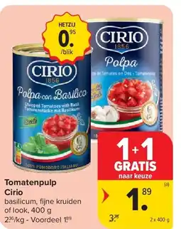 Carrefour Tomatenpulp Cirio aanbieding
