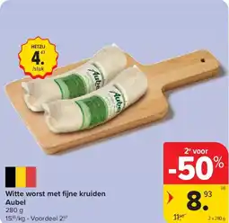 Carrefour Witte worst met fi jne kruiden Aubel aanbieding