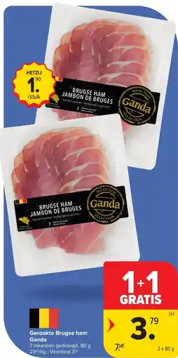 Carrefour Gerookte Brugse ham Ganda aanbieding