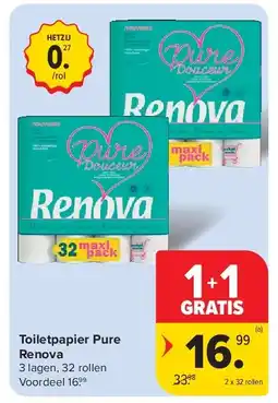 Carrefour Toiletpapier Pure Renova aanbieding