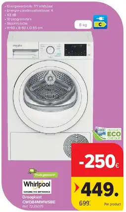 Carrefour Droogkast CWD84MWWSBE aanbieding