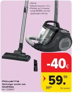 Carrefour Stofzuiger zonder zak RO2915EA aanbieding