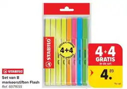 Carrefour Set van 8 markeerstiften Flash aanbieding