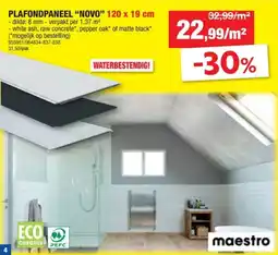 Hubo Maestro Novo plafondpaneel 120x19 cm 1,27m² calm raw concrete aanbieding
