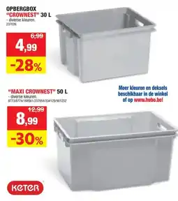 Hubo Keter Crownest opbergbox 50l transparant aanbieding