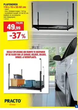 Hubo Practo Home plafondrek 115x70x55/82 cm 150kg zwart aanbieding
