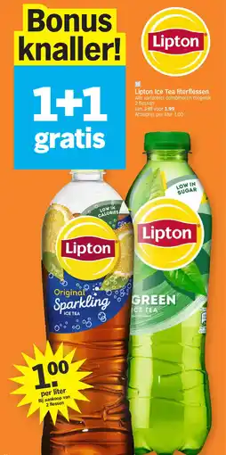 Albert Heijn Lipton Ice Tea literflessen aanbieding