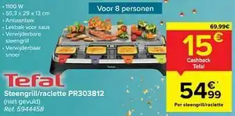 Carrefour Tefal steengrill-raclette pr303812 aanbieding