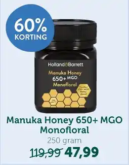 Holland & Barrett Manuka Honey 650+ MGO Monofloral aanbieding