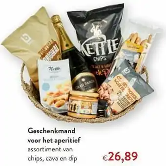 OKay Geschenkmand voor het aperitief assortiment van chips cava en dip aanbieding